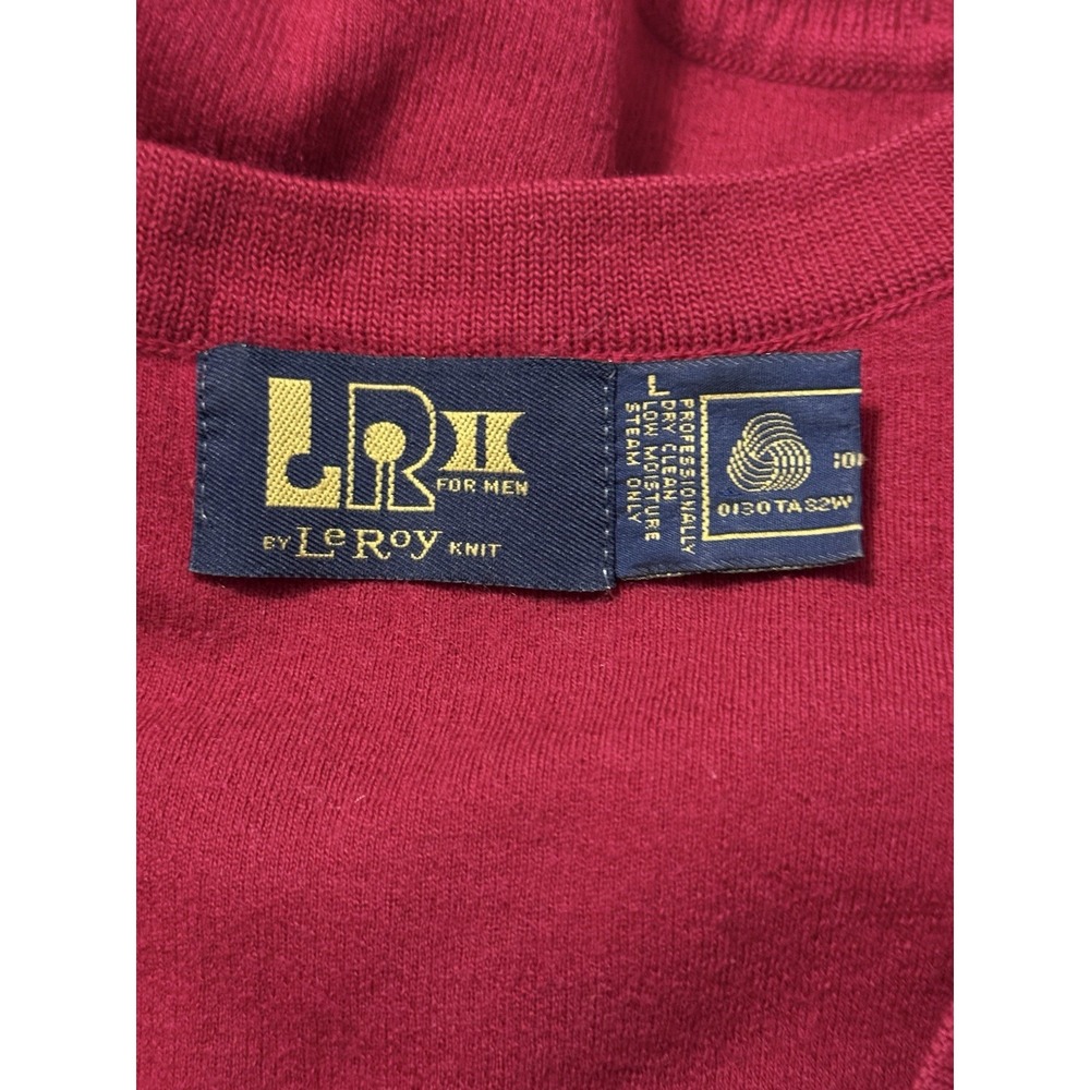 Vintage LeRoy Sweater Size Large Mens Knitwear Red 100% Pure Wool Grandpa - Picture 7 of 8
